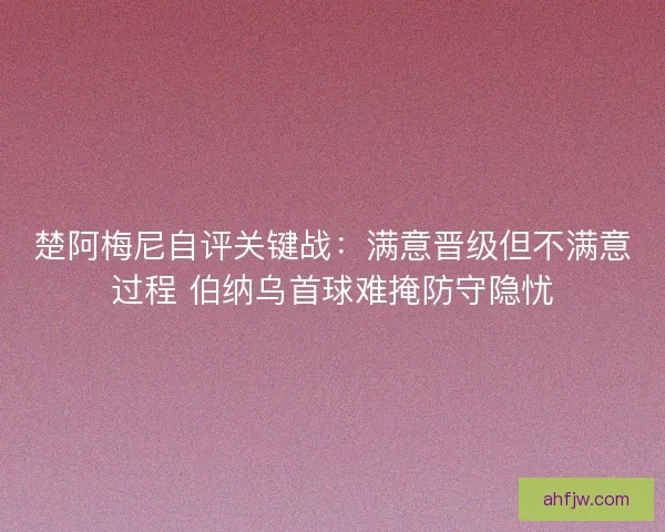 楚阿梅尼自评关键战：满意晋级但不满意过程 伯纳乌首球难掩防守隐忧