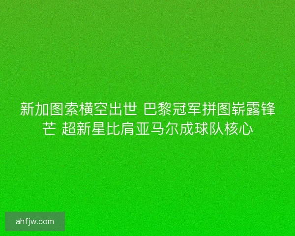 新加图索横空出世 巴黎冠军拼图崭露锋芒 超新星比肩亚马尔成球队核心