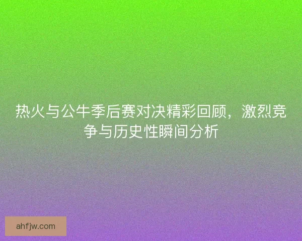 热火与公牛季后赛对决精彩回顾,激烈竞争与历史性瞬间分析 热火与公牛季后赛对决精彩回顾,激烈竞争与历史性瞬间分析